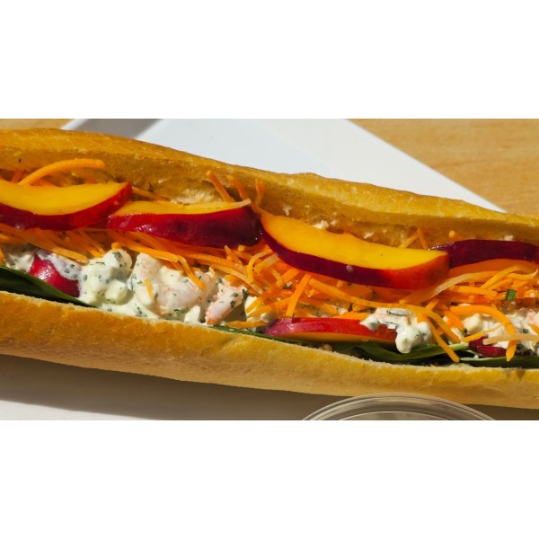 Crevettes, cottage-cheese & nectarine