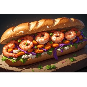 Crevettes, cottage-cheese (photo IA)