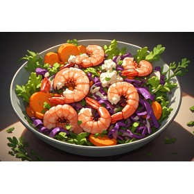 Crevettes, cottage-cheese, Grande (Photo IA)